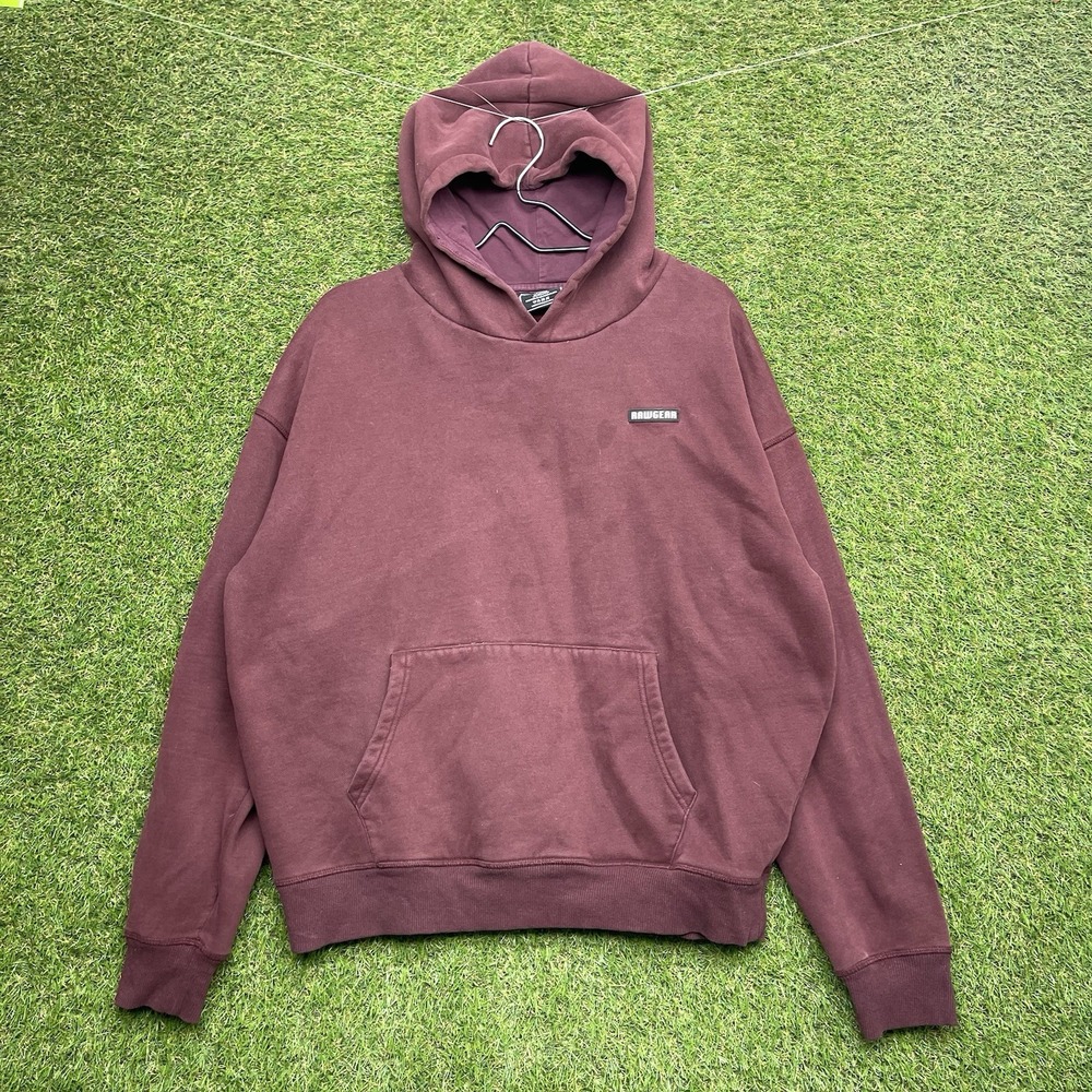 Rawgear Hoodie Mens Large Maroon Pullover Work Out Gym Sportswear Lounge